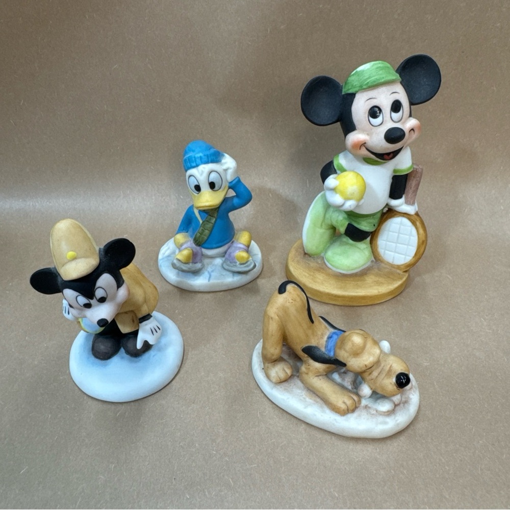 Disney Figurine Lot Mickey Donald Pluto Vintage 1980s 4 Pc Set